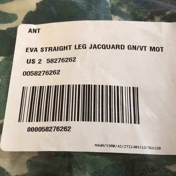 NWT Anthropologie jacquard Nia Forest Green Scenic Trousers - Picture 5 of 7